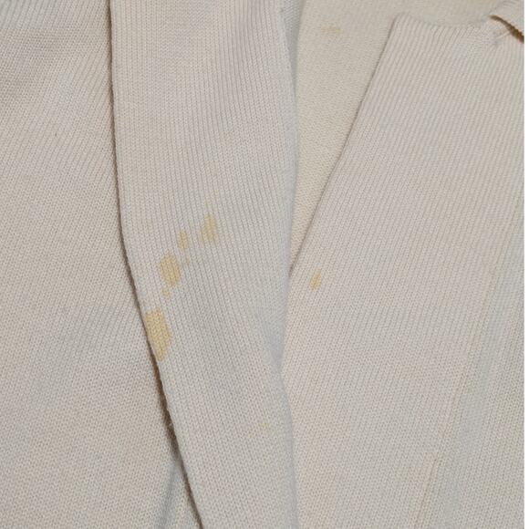 Vintage Nordstrom Merino Wool Collared Deep Cardigan Sweater Button Bottom Cream - Picture 7 of 8